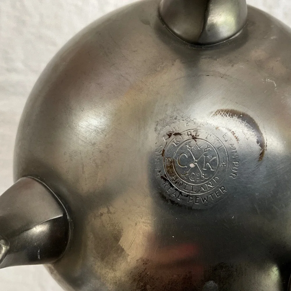 Vintage CK Kurz Tiel Handgemaakt Real Pewter Coffee Tea Urn Samovar 15